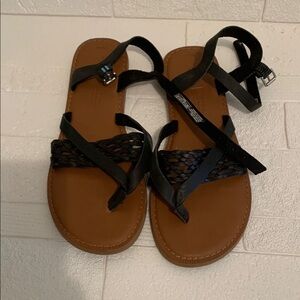 Toms Black and Brown Sandals Comfortable and Versatile